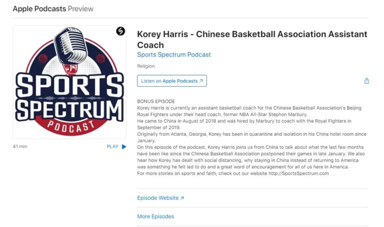 Interview with Sports Spectrum Podcast